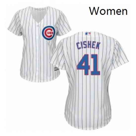 Womens Majestic Chicago Cubs 41 Steve Cishek Authentic White Home Cool Base MLB Jersey